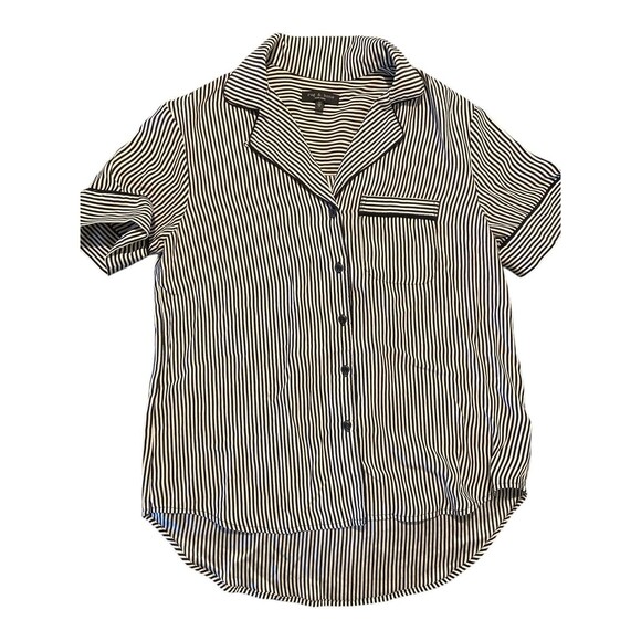 Rag & Bone Luca Woman’s Short Sleeve Silk Blouse Sz‎ PXS Striped Black/White - Picture 7 of 15